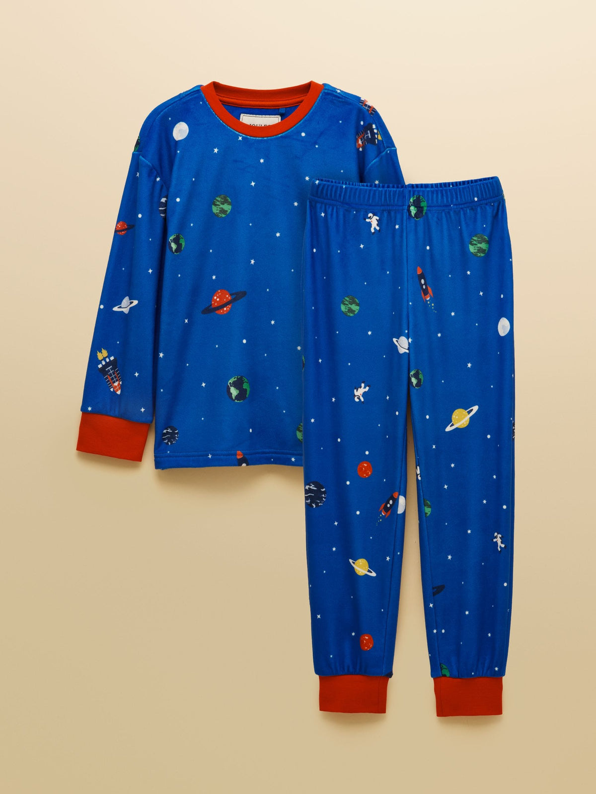 Joules Boys' Blue Space Long Sleeve Fleece Pyjamas - image 1