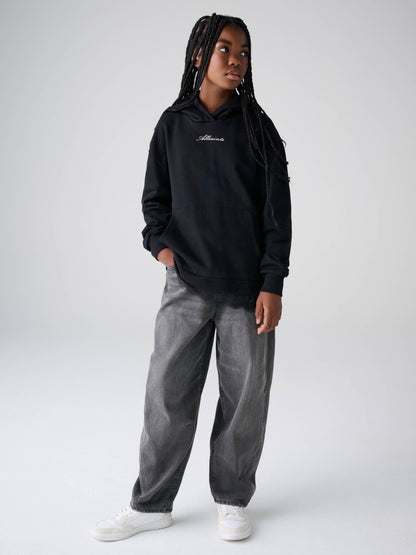 smALLSAINTS Black Script Lace Trim Hoodie - image 2
