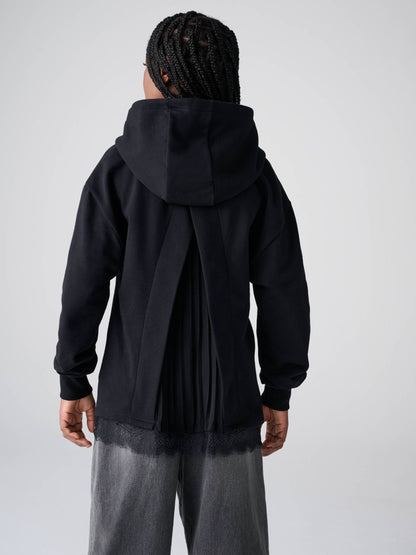 smALLSAINTS Black Script Lace Trim Hoodie - image 3