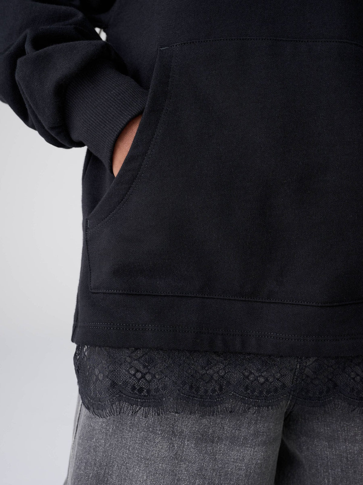 smALLSAINTS Black Script Lace Trim Hoodie - image 5