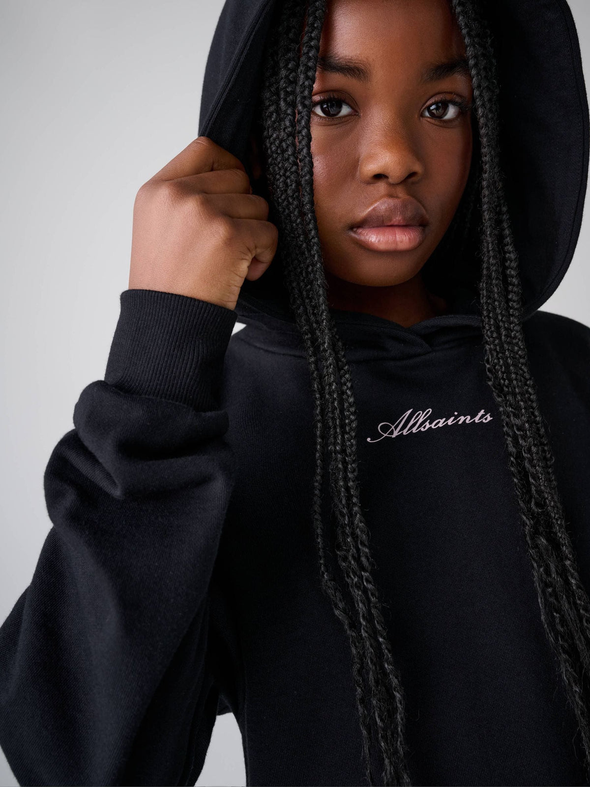 smALLSAINTS Black Script Lace Trim Hoodie - image 7