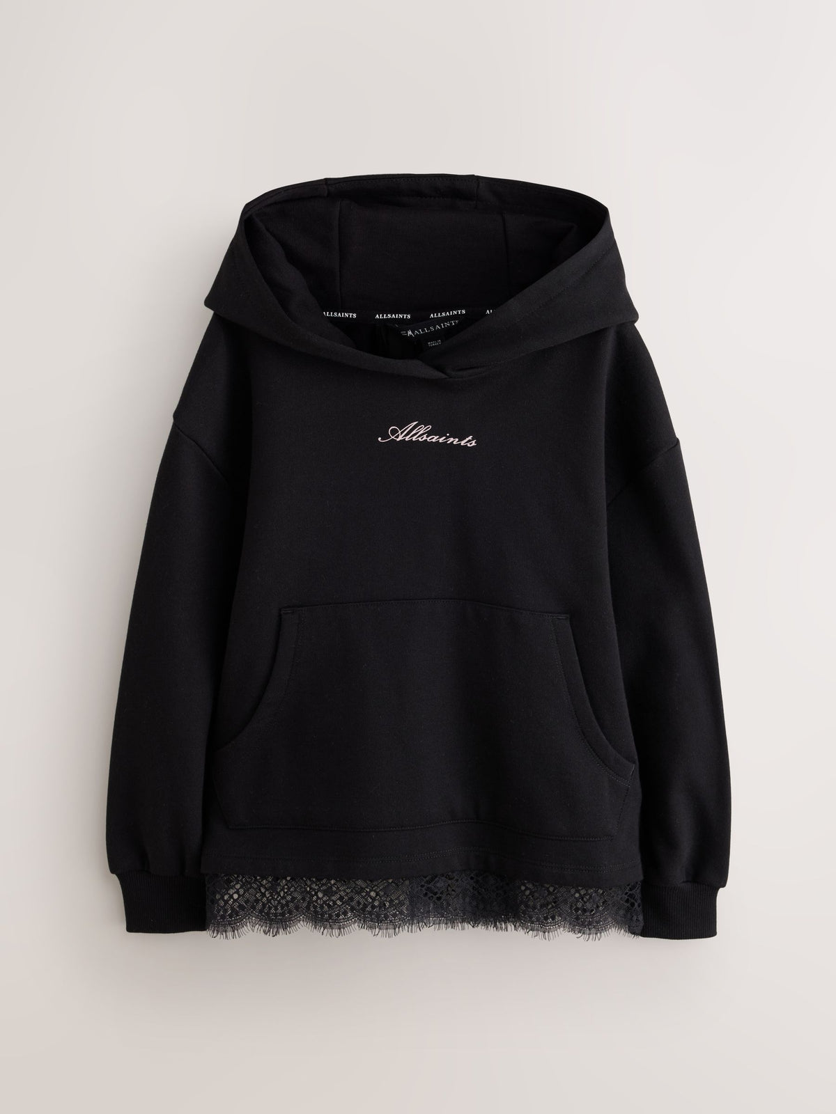 smALLSAINTS Black Script Lace Trim Hoodie - image 8