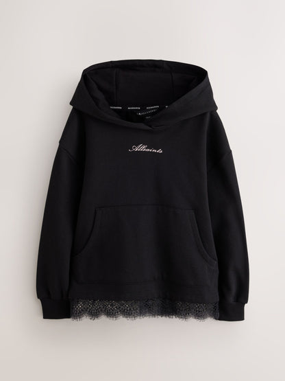 smALLSAINTS Black Script Lace Trim Hoodie - image 8