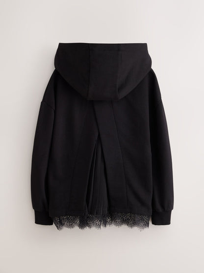smALLSAINTS Black Script Lace Trim Hoodie - image 9