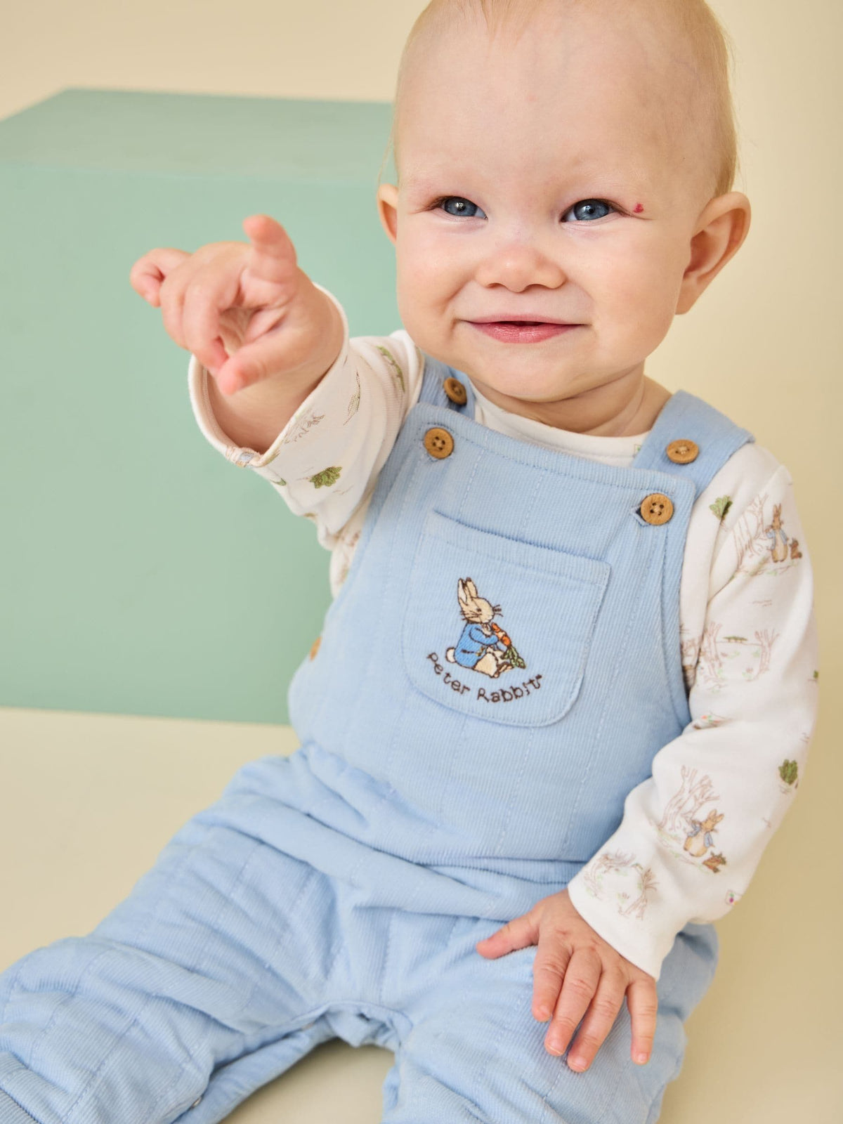 JoJo Maman Bébé Light Blue Peter Rabbit Quilted Dungaree & Bodysuit Set - image 1