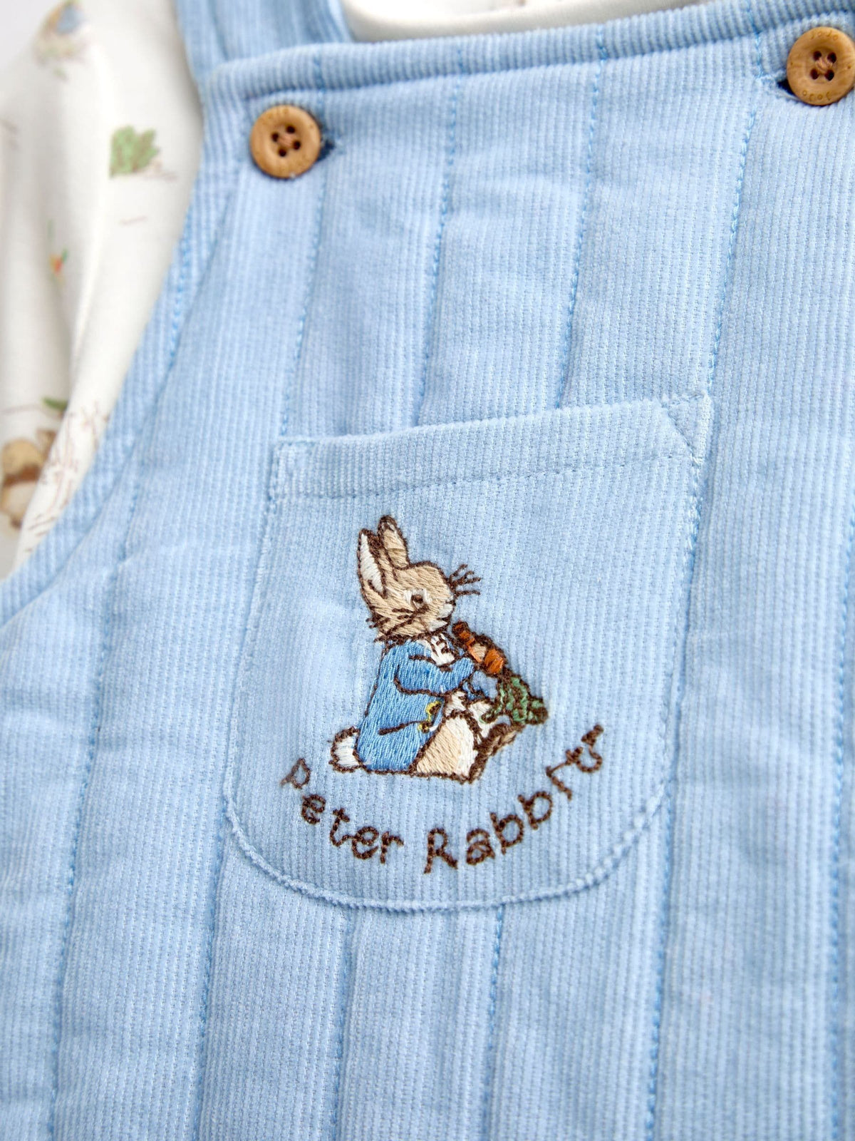 JoJo Maman Bébé Light Blue Peter Rabbit Quilted Dungaree & Bodysuit Set - image 9