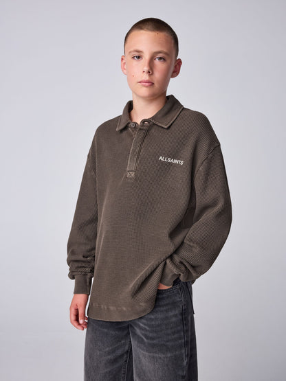 smALLSAINTS Brown Waffle Rugby Polo Top - image 1