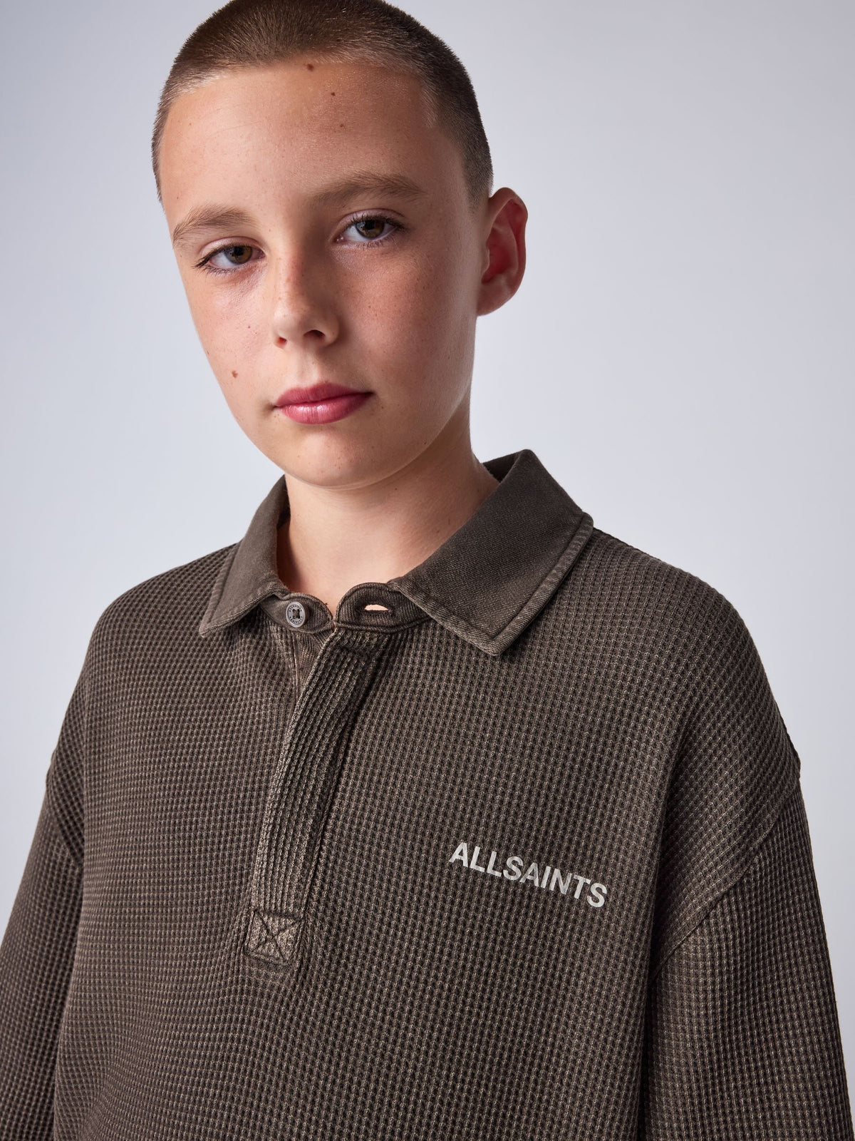 smALLSAINTS Brown Waffle Rugby Polo Top - image 3