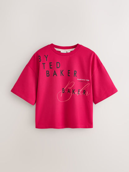 Dsiney Kidz - Baker by Ted Baker Burgundy Red 3 Pack Oversized Graphic T-Shirts image 2