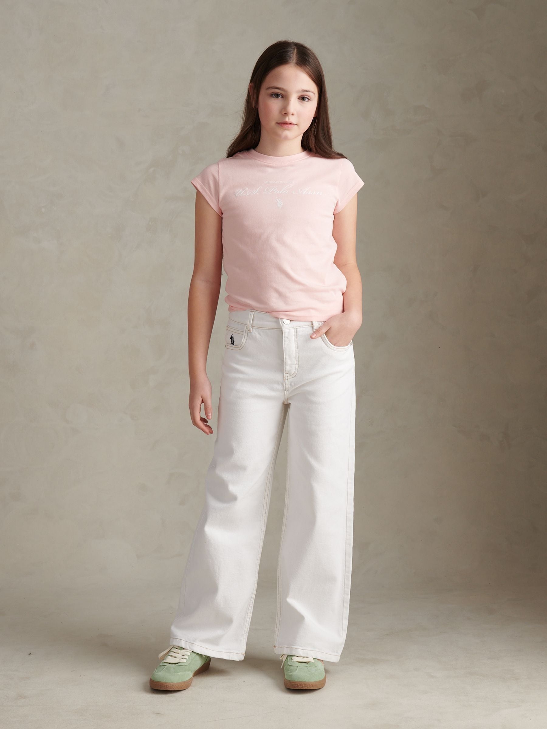 Dsiney Kidz - U.S. Polo Assn. Pink Script Logo Cap Sleeve T-Shirt image 3