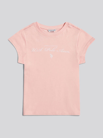 Dsiney Kidz - U.S. Polo Assn. Pink Script Logo Cap Sleeve T-Shirt image 5