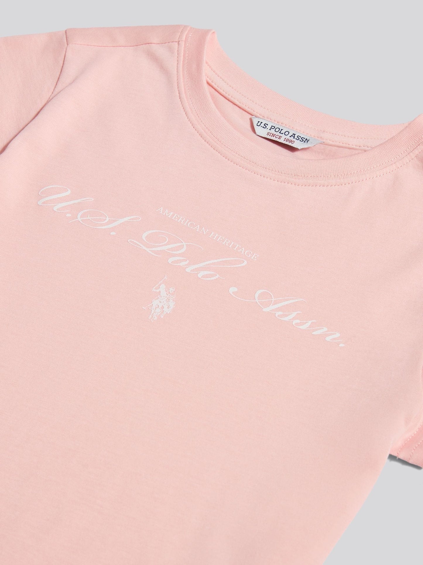 Dsiney Kidz - U.S. Polo Assn. Pink Script Logo Cap Sleeve T-Shirt image 7