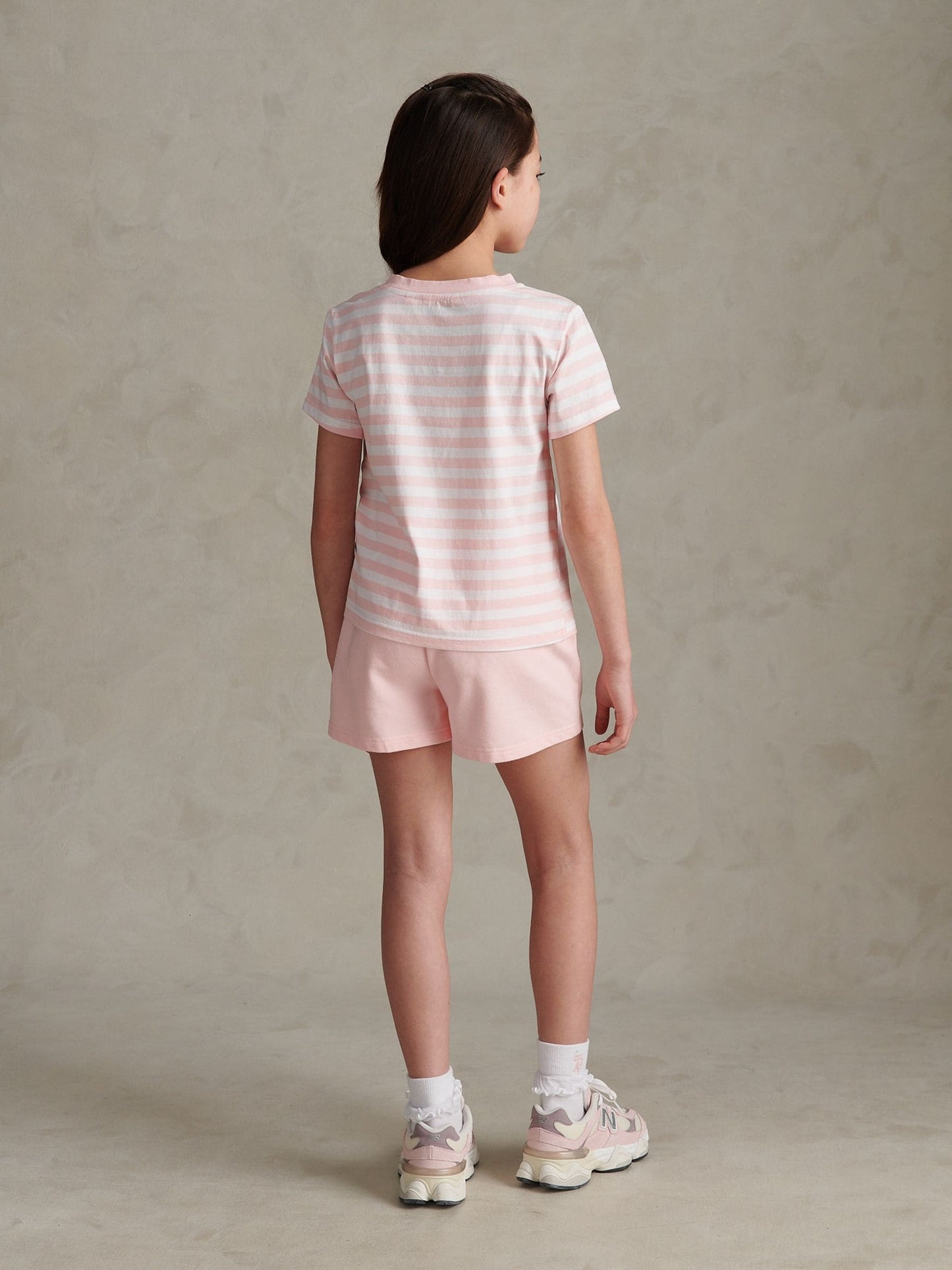 Dsiney Kidz - U.S. Polo Assn Pink Stripe V-Neck T-Shirt & Sweat Shorts Set image 2