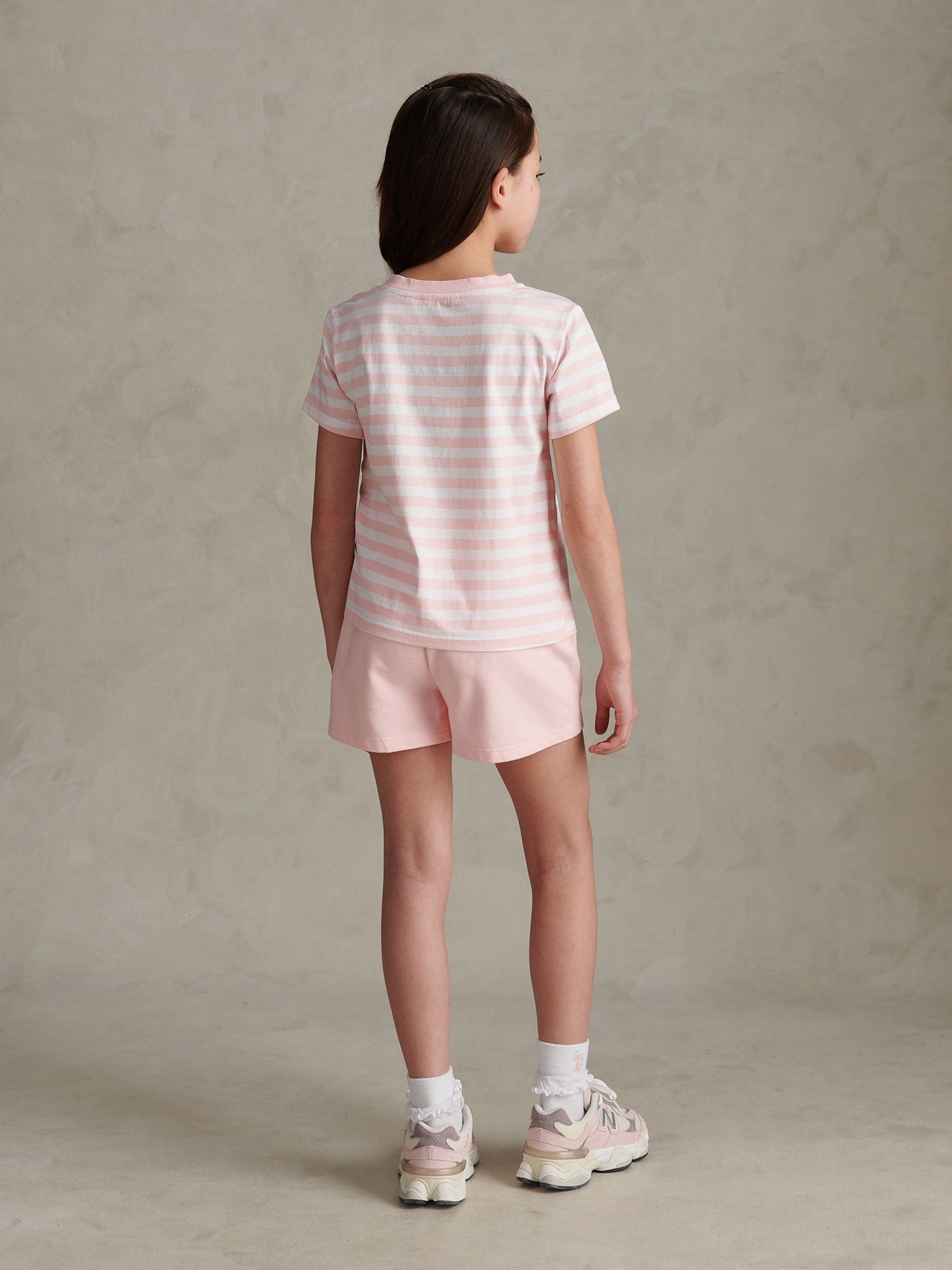 Dsiney Kidz - U.S. Polo Assn Pink Stripe V-Neck T-Shirt & Sweat Shorts Set image 2