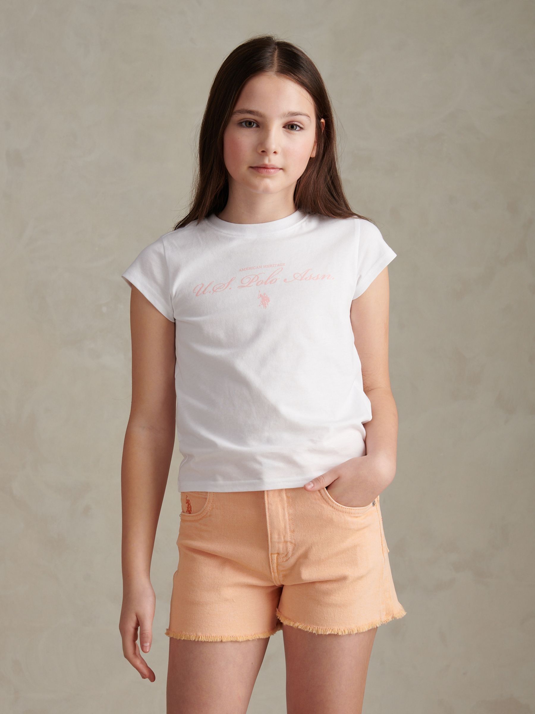 Dsiney Kidz - U.S. Polo Assn. White Script Logo Cap Sleeve T-Shirt image 1