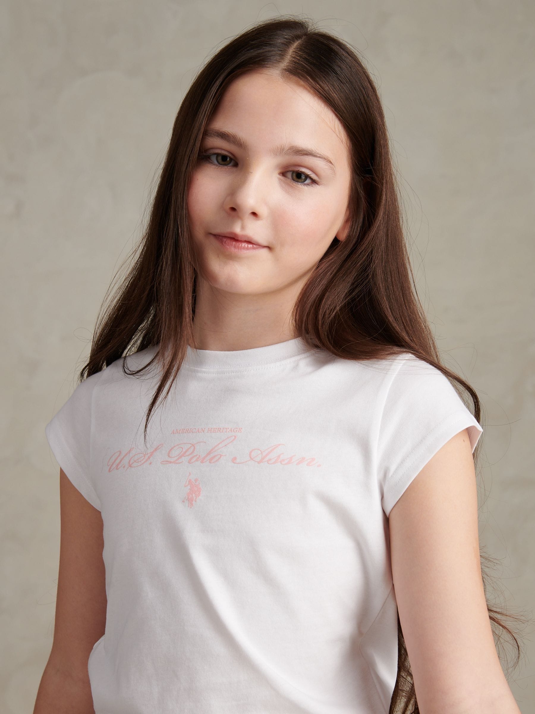 Dsiney Kidz - U.S. Polo Assn. White Script Logo Cap Sleeve T-Shirt image 2