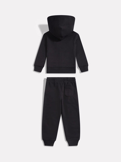New Balance Black Linear Logo FT Zip Through Hoodie & Joggers Set image 2