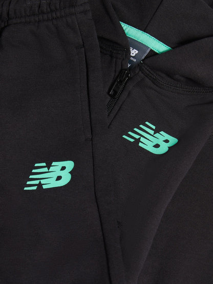 New Balance Black Linear Logo FT Zip Through Hoodie & Joggers Set image 3