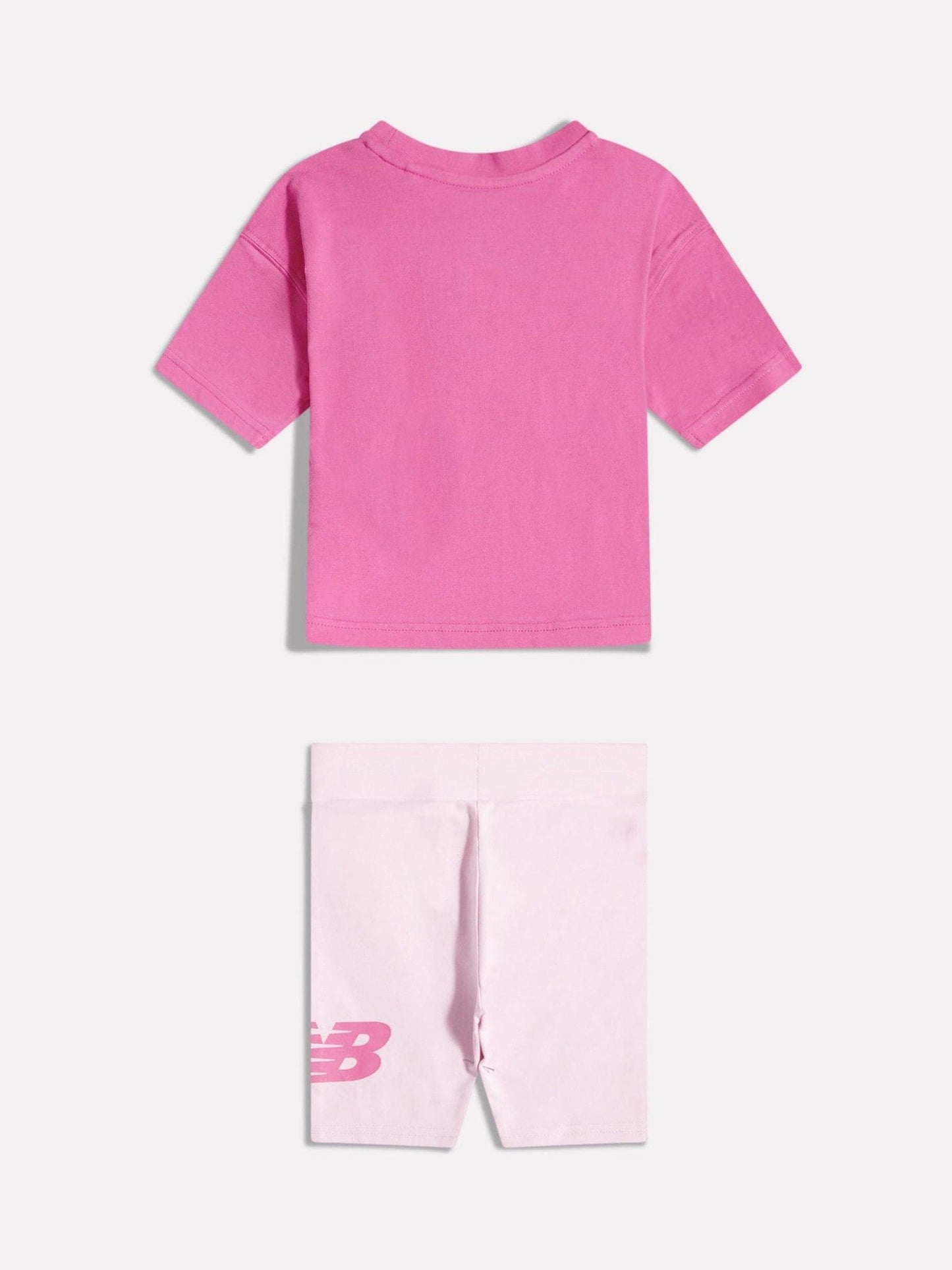 New Balance Pink Stacked Logo T-Shirt and Cycle Shorts Set image 2