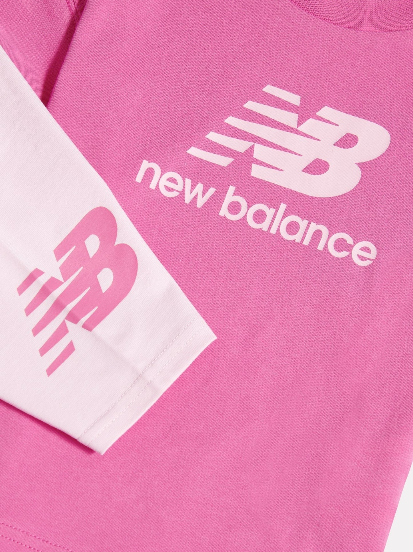 New Balance Pink Stacked Logo T-Shirt and Cycle Shorts Set image 3