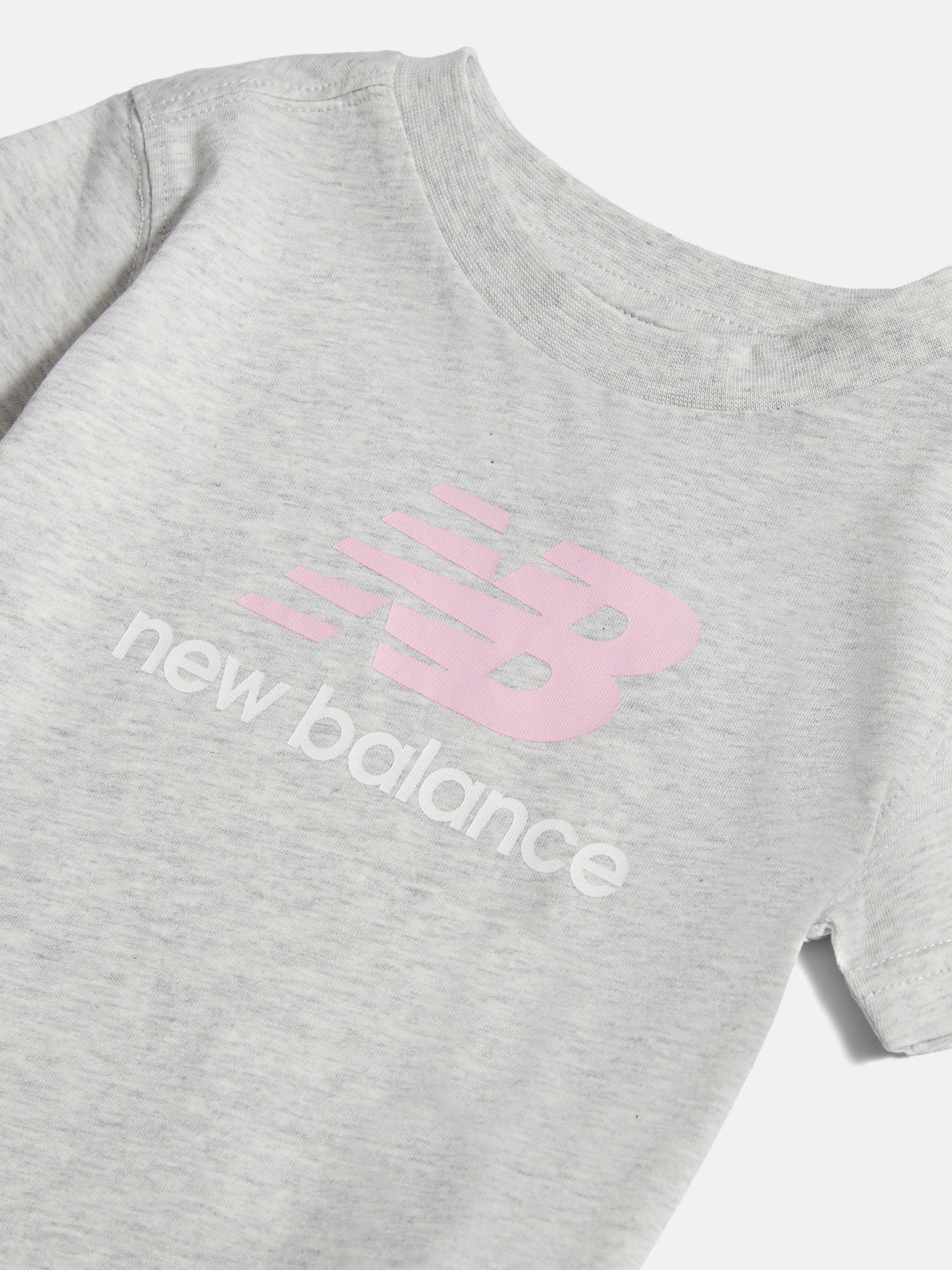 New Balance Grey Stacked Logo T-Shirt image 3
