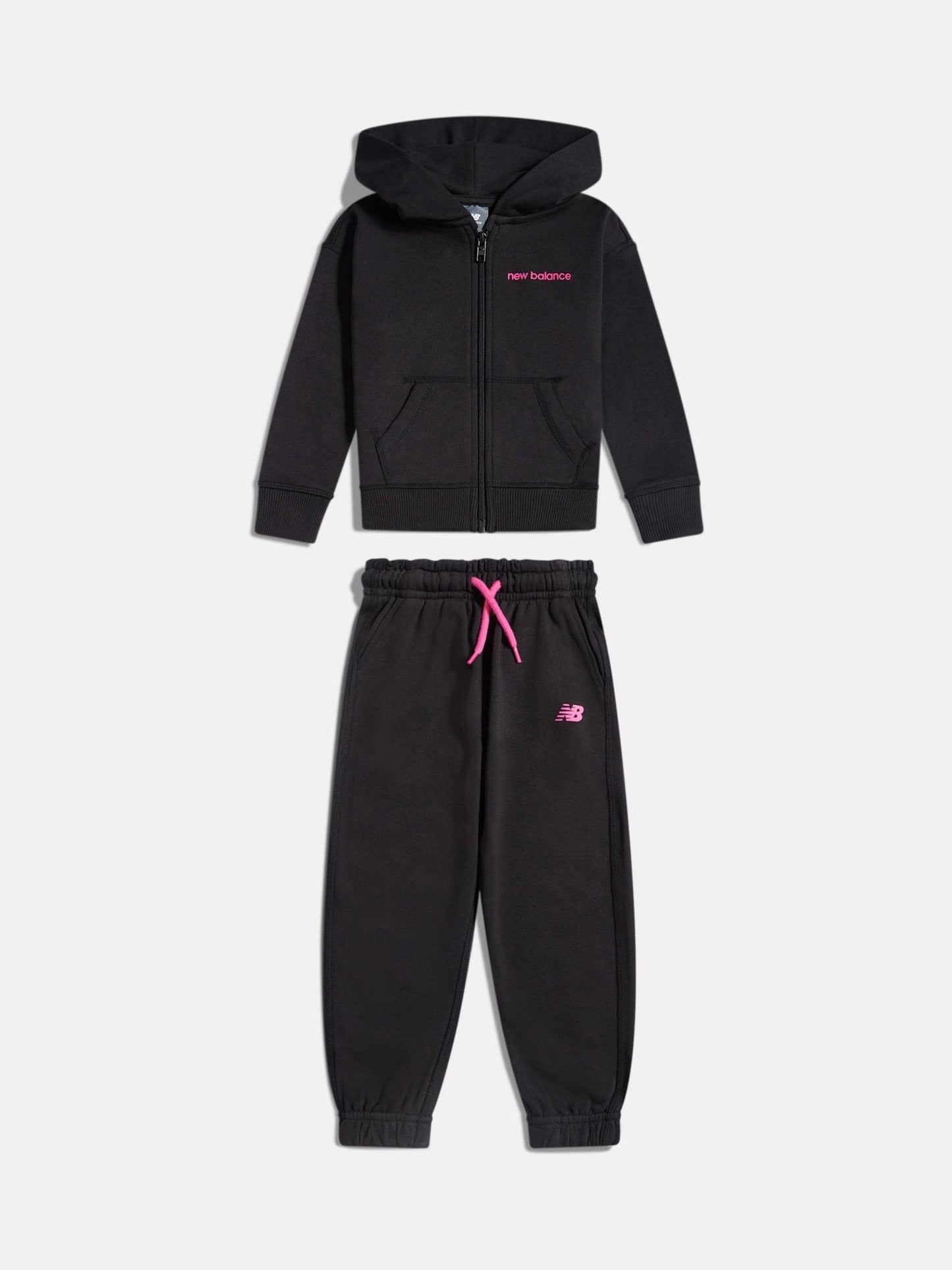 New Balance Black Linear Logo FT Zip Hoodie and Joggers Set image 1
