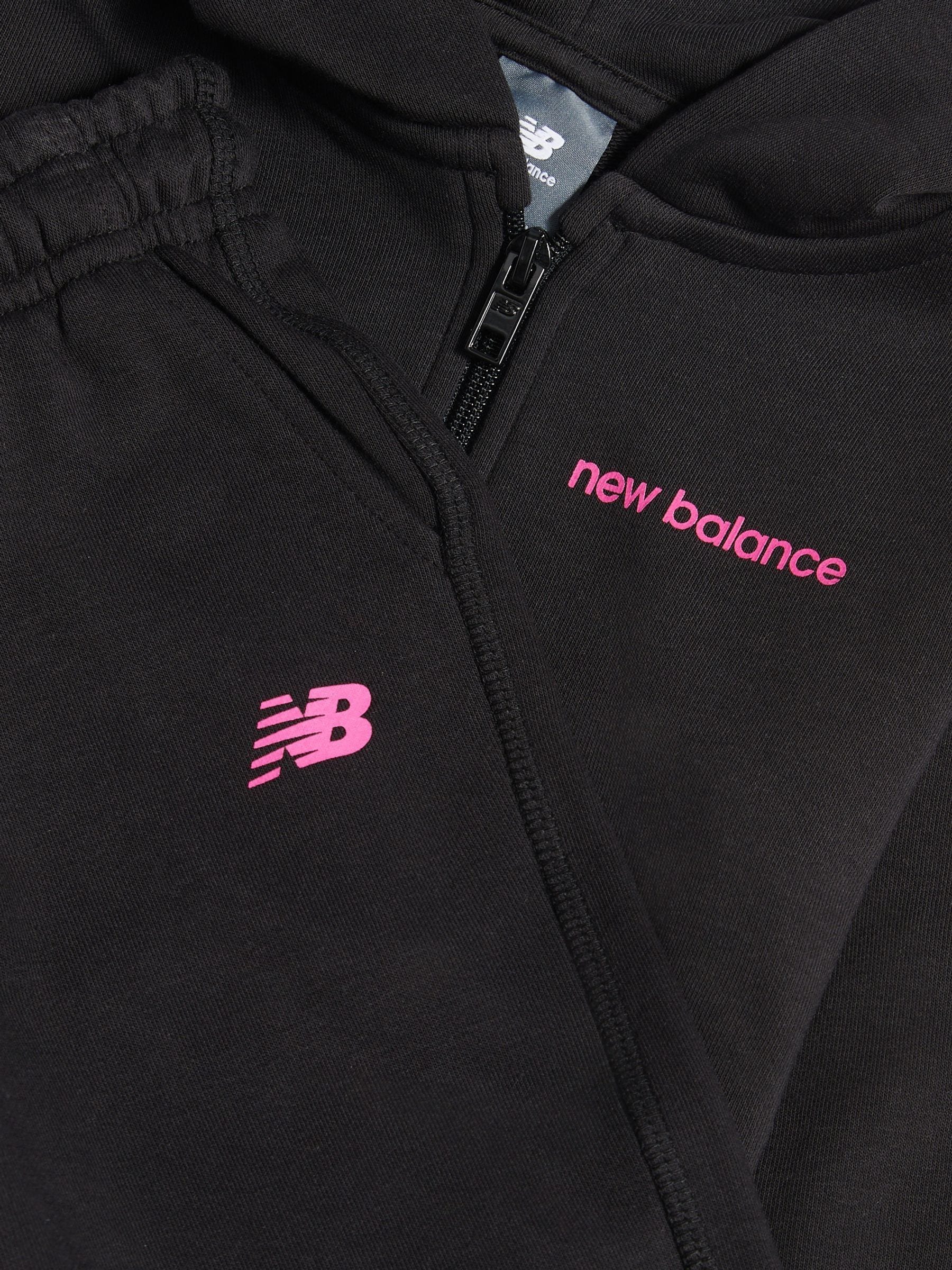 New Balance Black Linear Logo FT Zip Hoodie and Joggers Set image 3