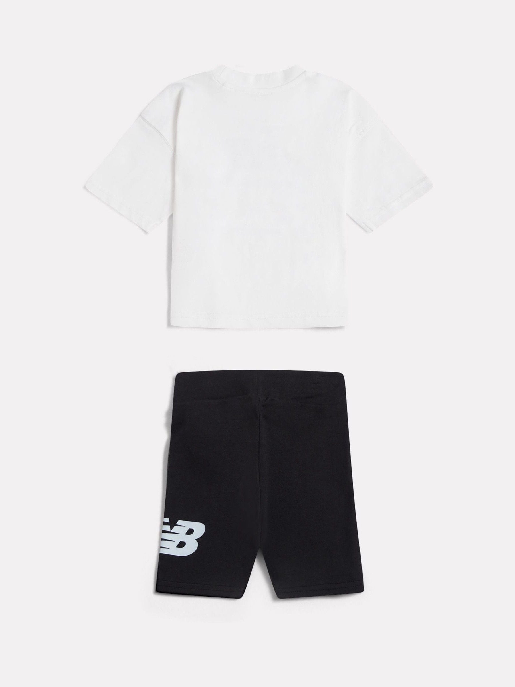 New Balance White Stacked Logo T-Shirt and Cycle Shorts Set image 2