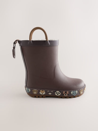 Dsiney Kidz - Brown Animals Warm Lined Handle Wellies image 2