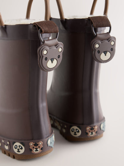 Dsiney Kidz - Brown Animals Warm Lined Handle Wellies image 4