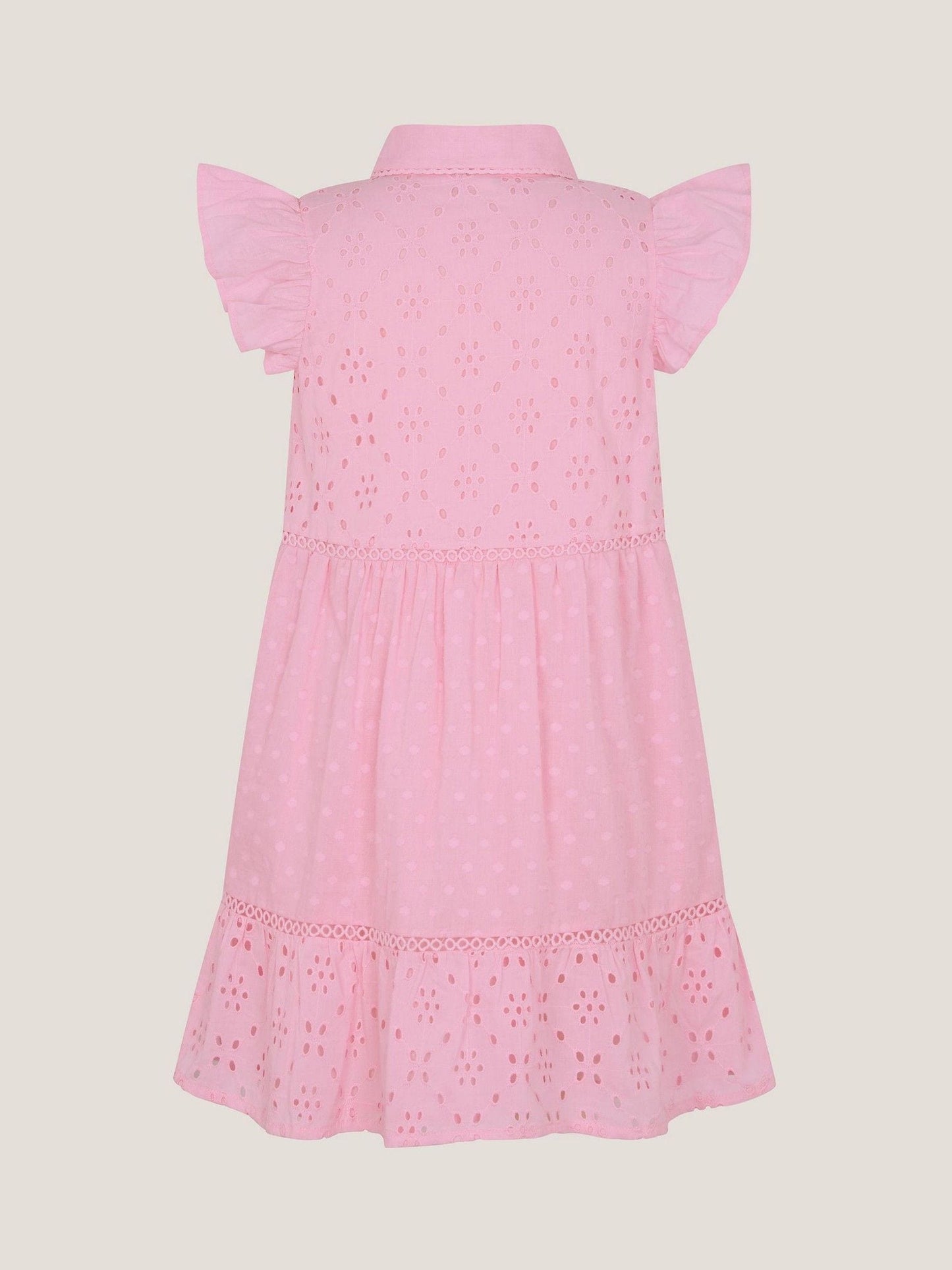Monsoon Pink Flutter Sleeve Broderie Tiered Dress image 4