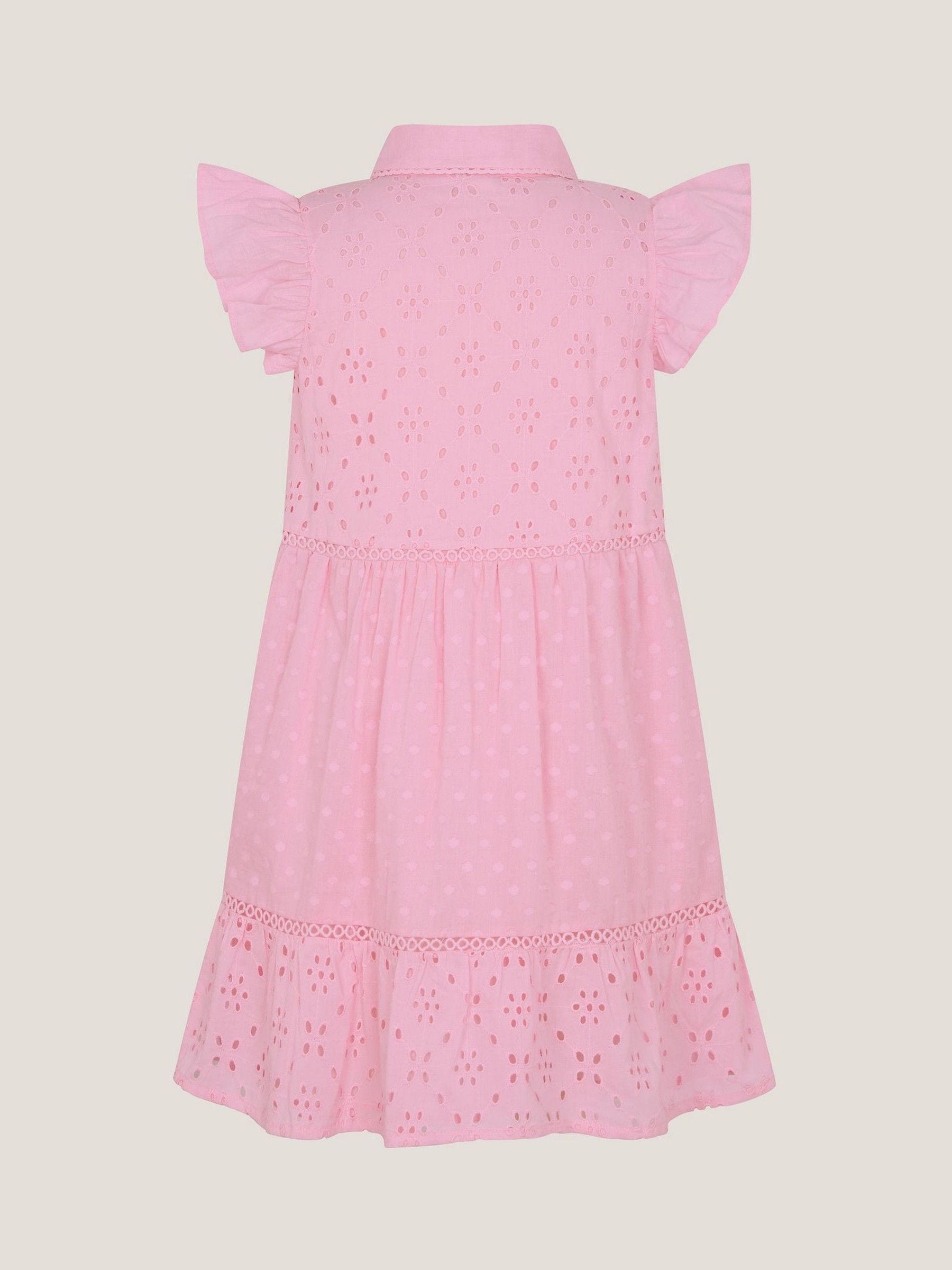 Monsoon Pink Flutter Sleeve Broderie Tiered Dress image 4