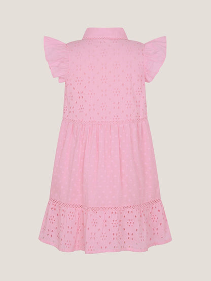 Monsoon Pink Flutter Sleeve Broderie Tiered Dress image 4