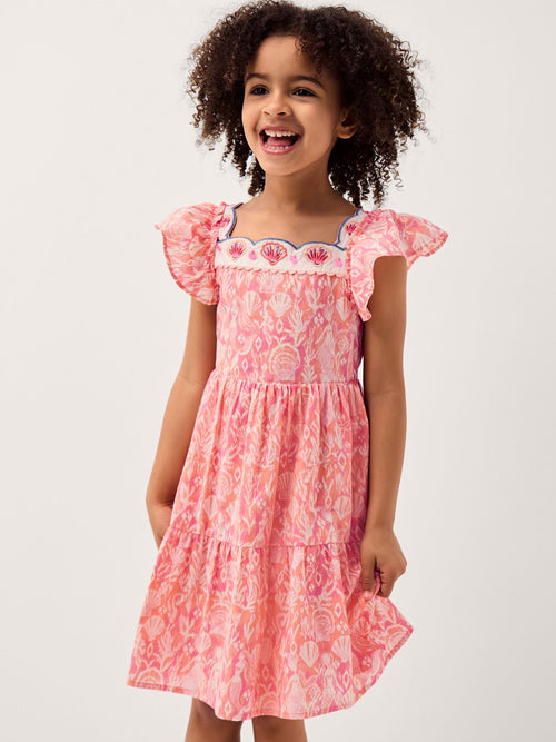 Dsiney Kidz - Monsoon Pink Embroidered Shell Print Dress image 1