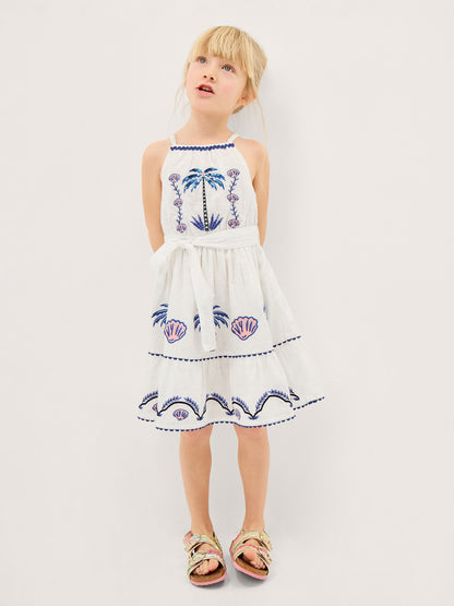 Monsoon Cream Shell & Palm Embellished Dress image 1