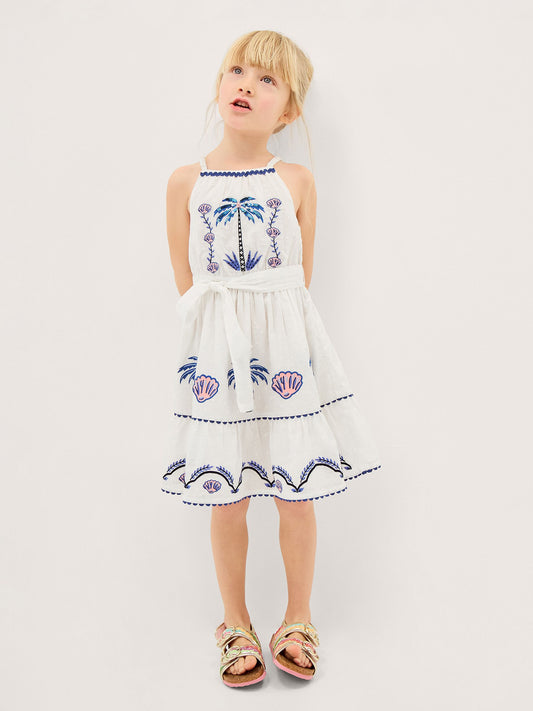 Monsoon Cream Shell & Palm Embellished Dress image 1