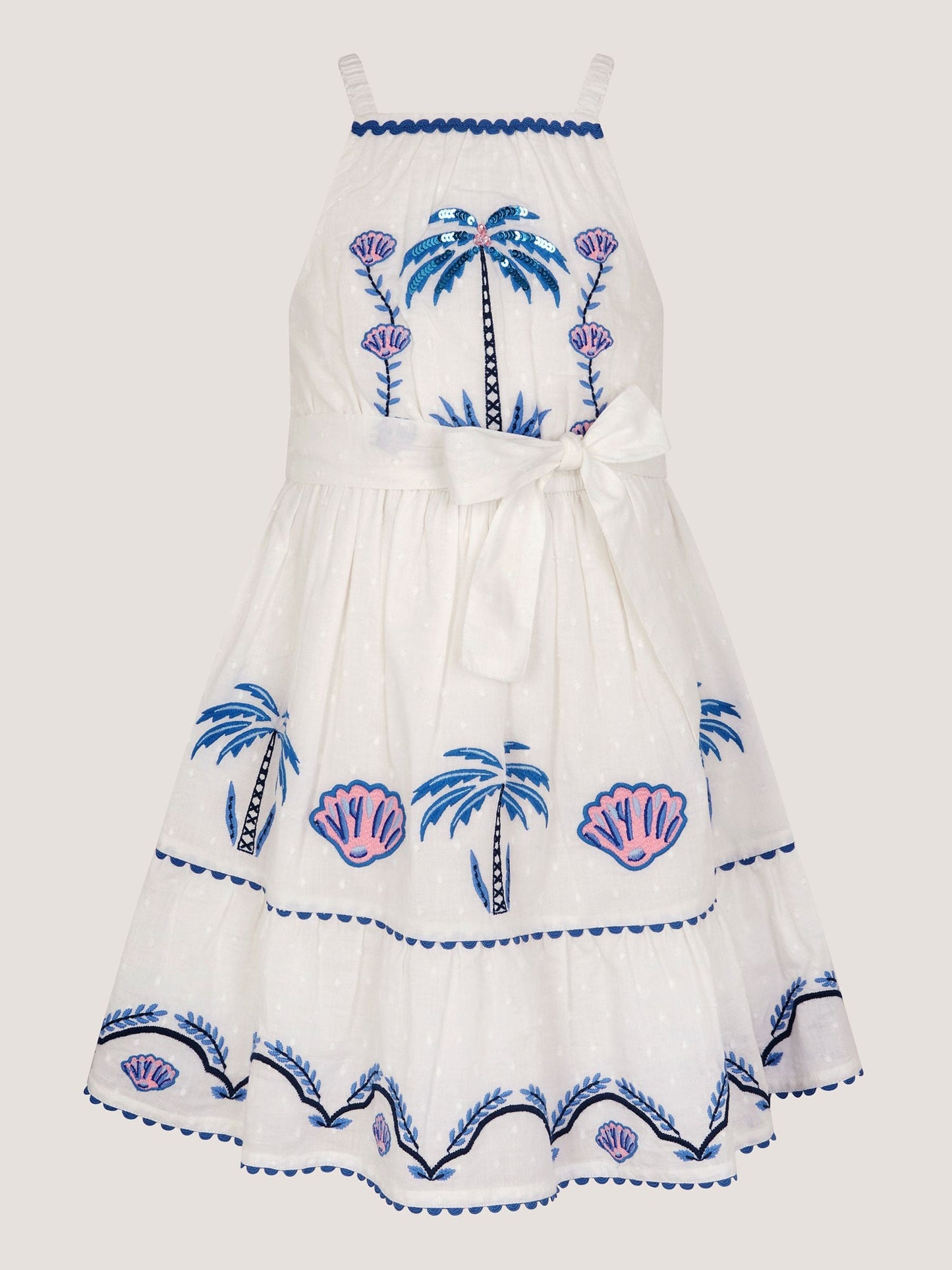 Monsoon Cream Shell & Palm Embellished Dress image 2