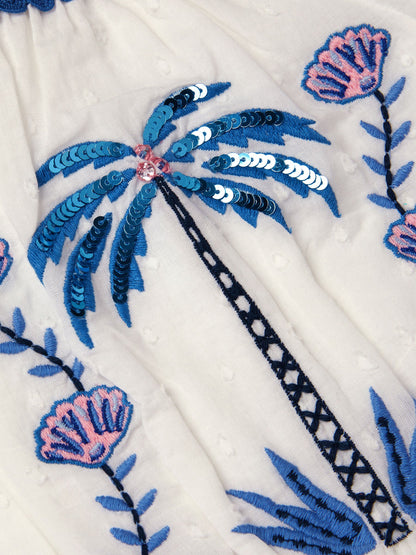 Monsoon Cream Shell & Palm Embellished Dress image 4