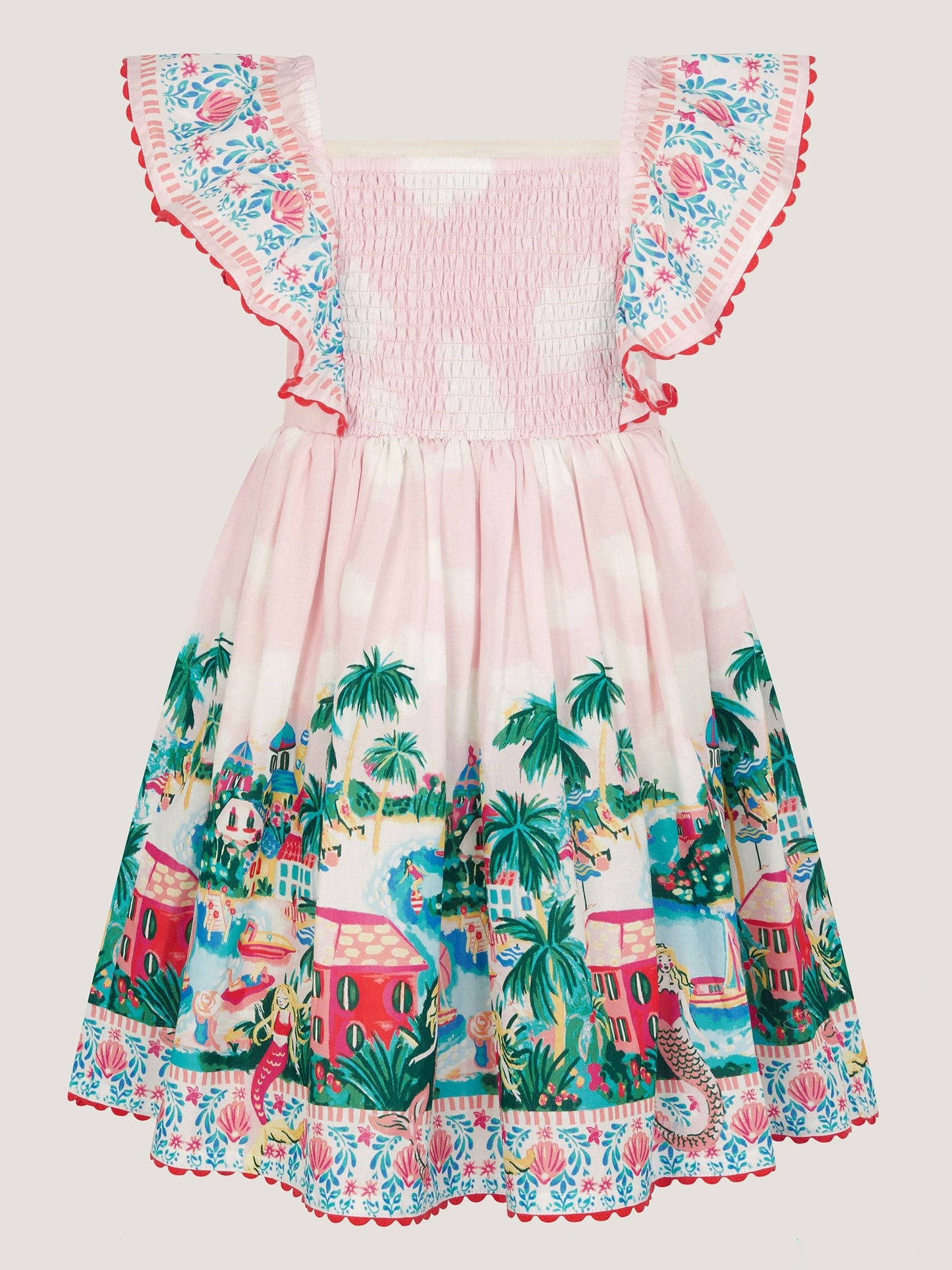 Monsoon Pink Resort Scene Smock Dress image 3