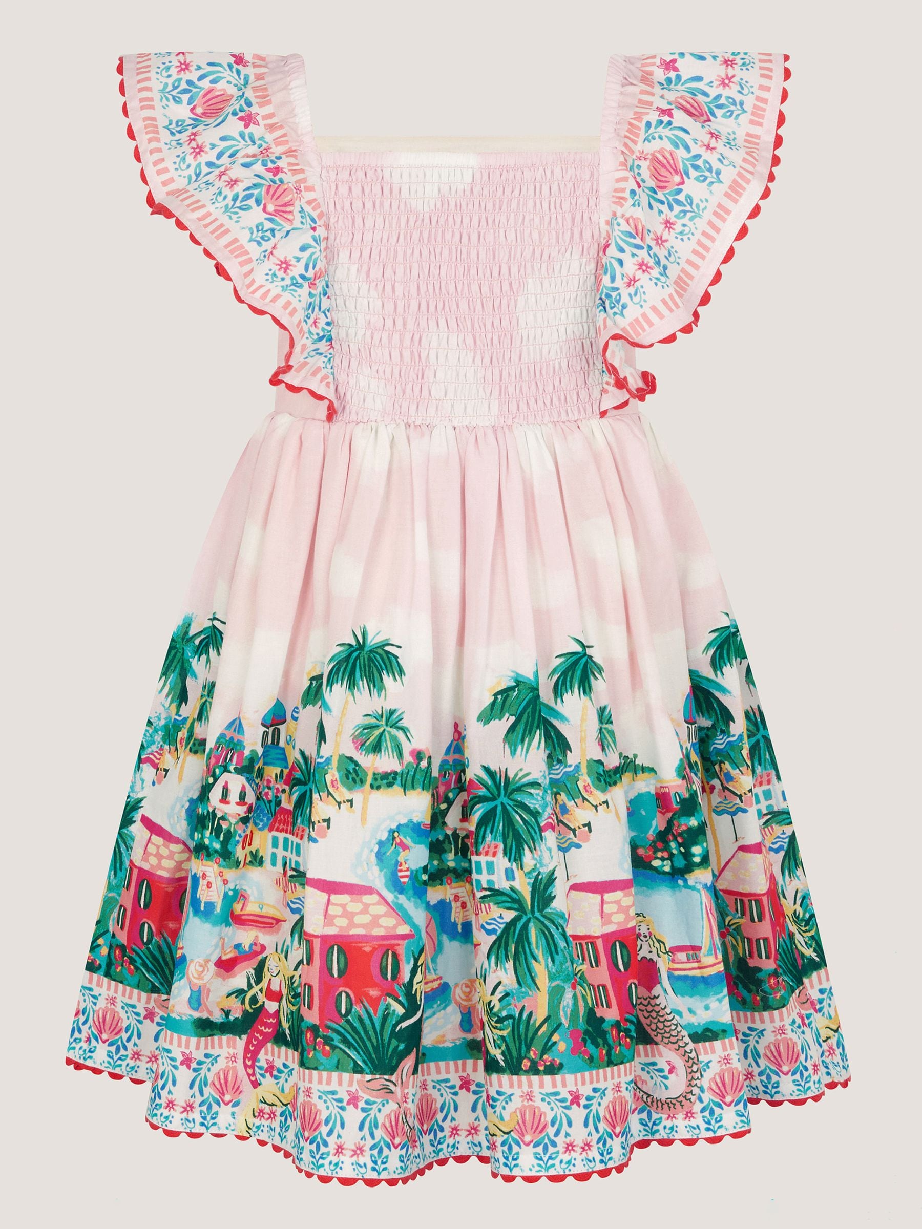 Monsoon Pink Resort Scene Smock Dress image 3