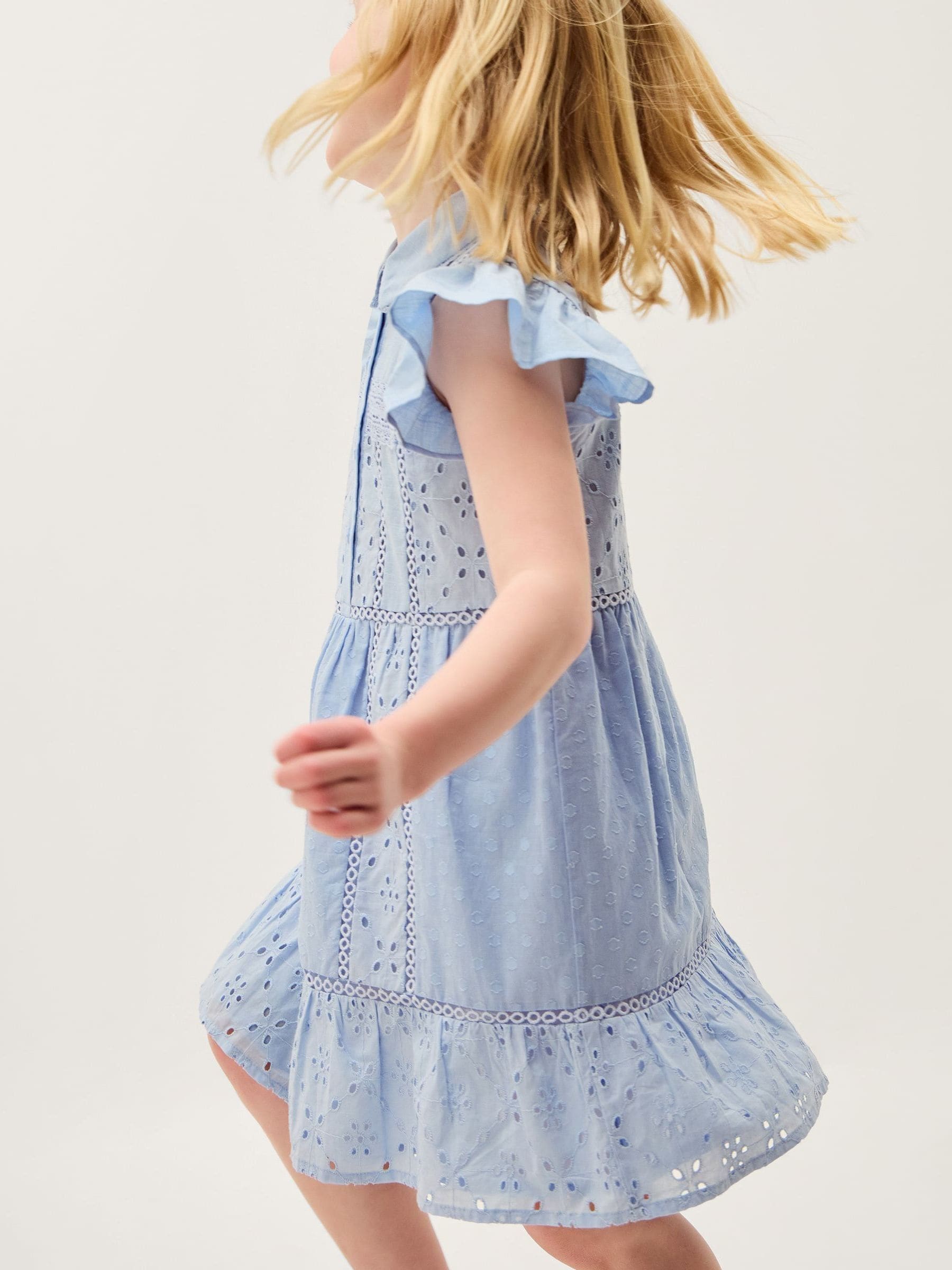 Monsoon Blue Broderie Shirt Dress image 1