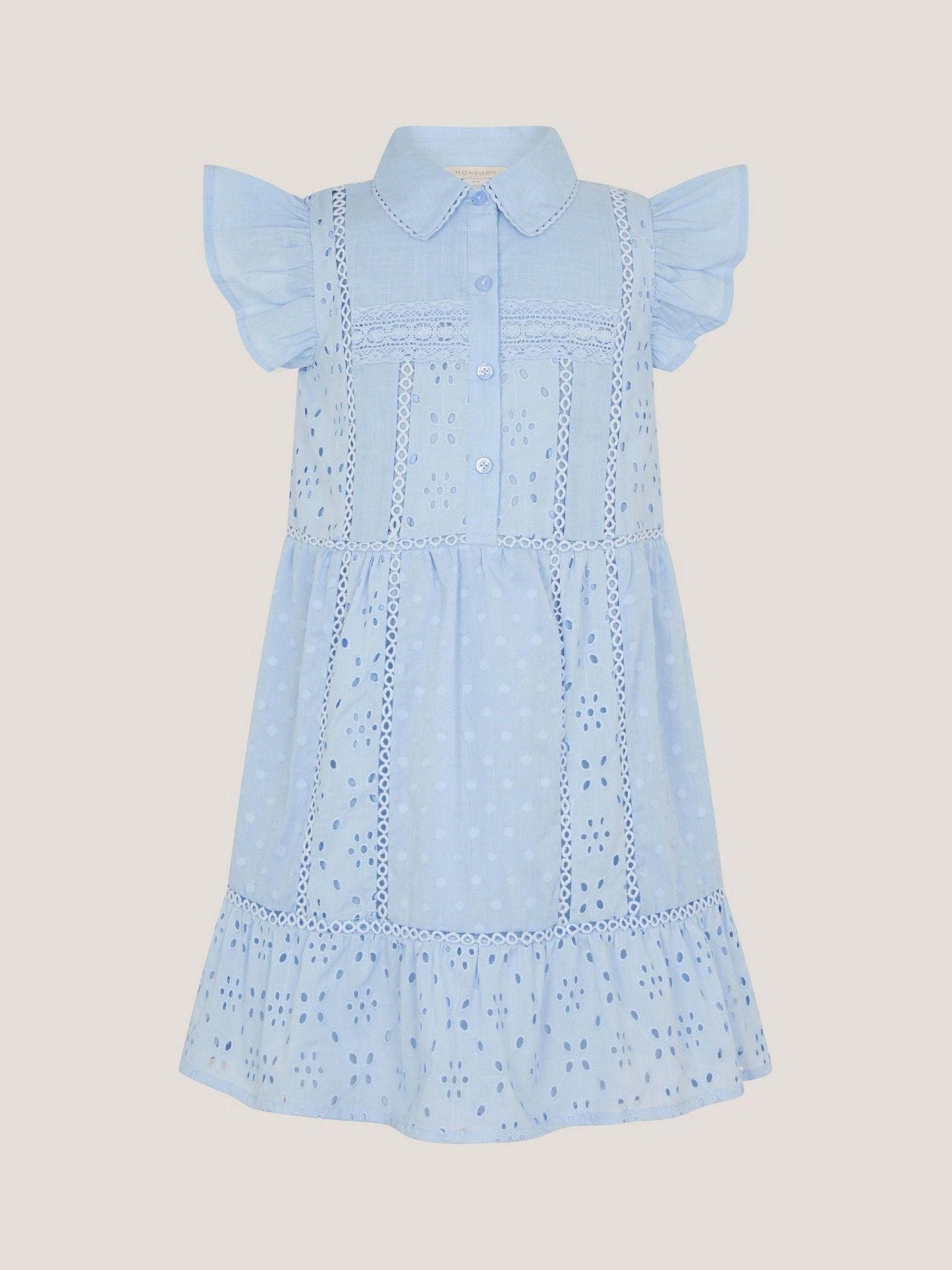 Monsoon Blue Broderie Shirt Dress image 2