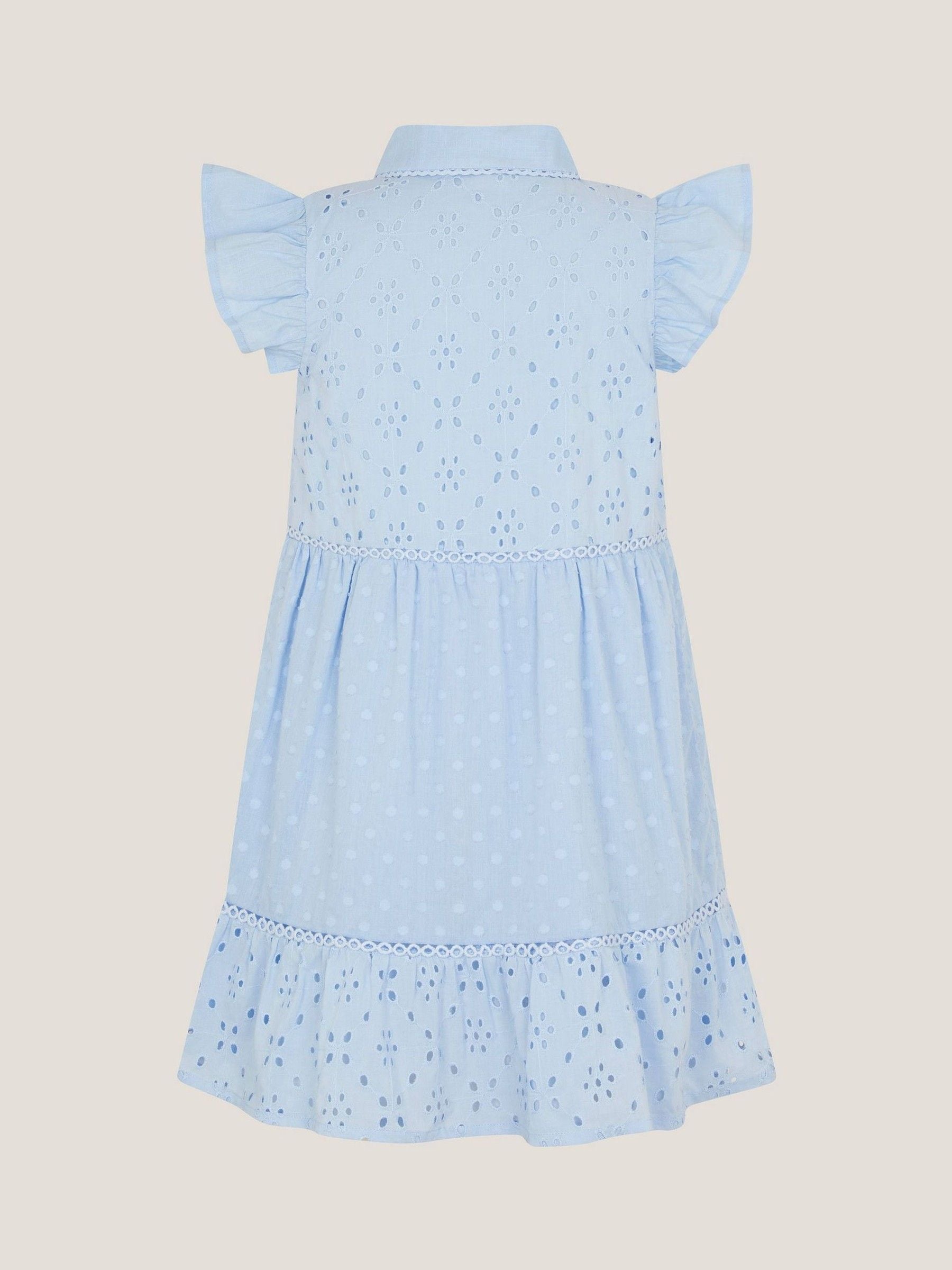 Monsoon Blue Broderie Shirt Dress image 3