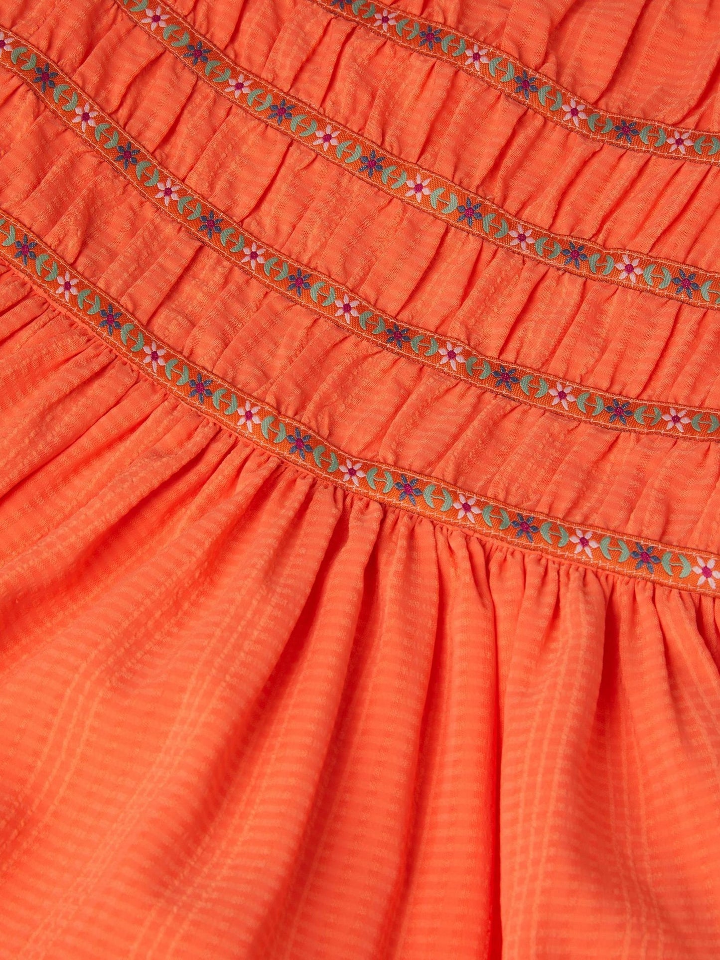 Monsoon Orange Floral Embroidered Square Neck Dress image 2