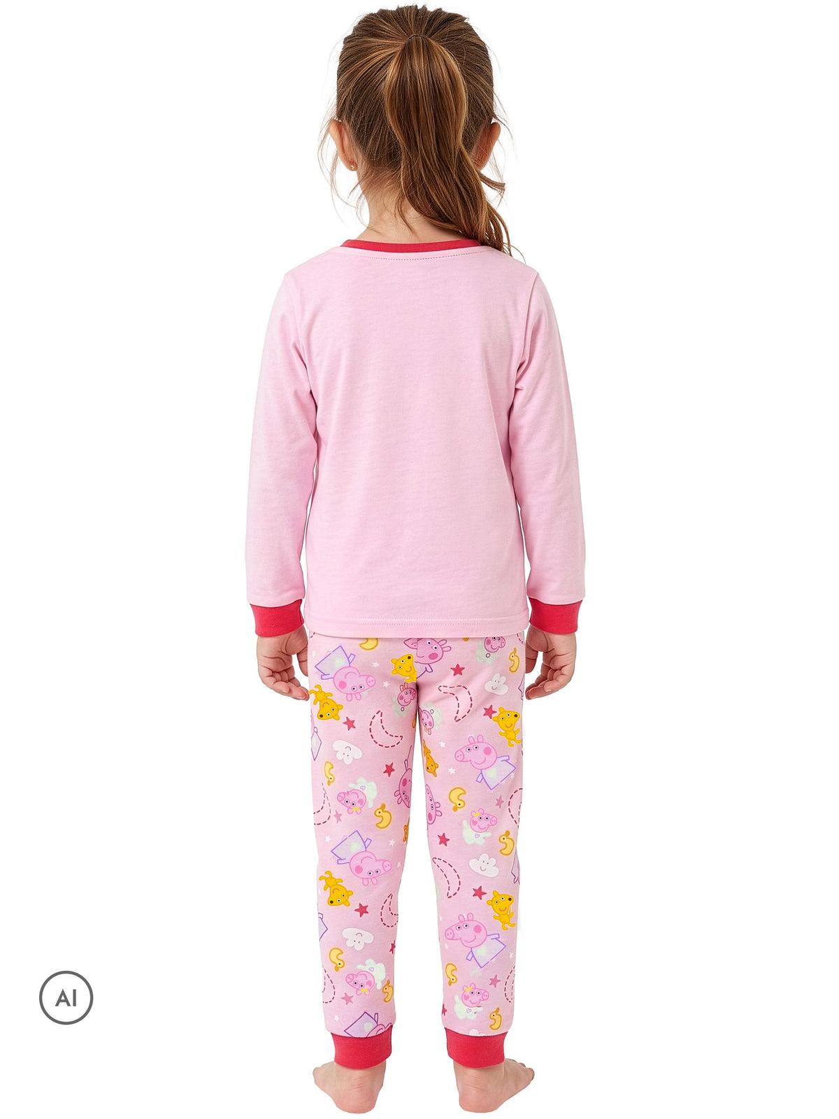 Character Pink Peppa Pig George Peppa And Evie Long Sleeve Pyjamas - image 2