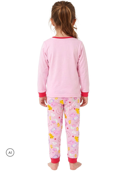 Character Pink Peppa Pig George Peppa And Evie Long Sleeve Pyjamas - image 2