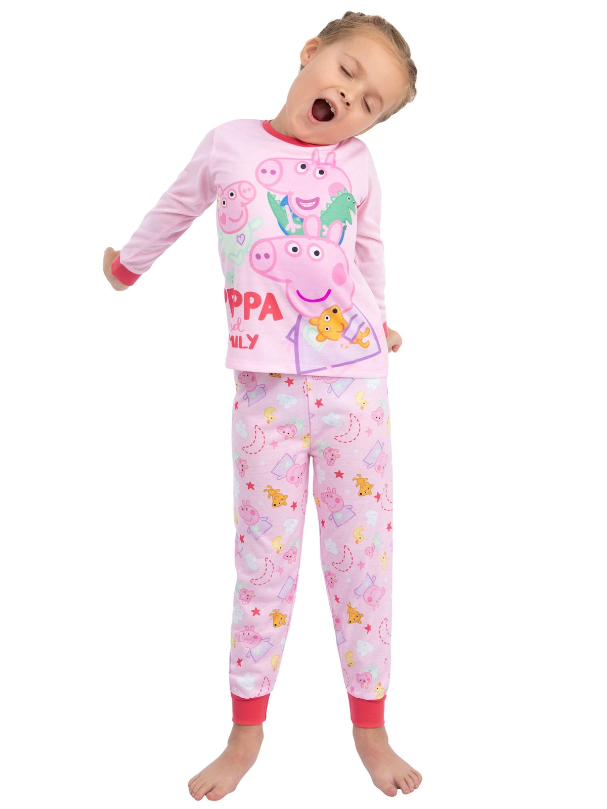 Character Pink Peppa Pig George Peppa And Evie Long Sleeve Pyjamas - image 3