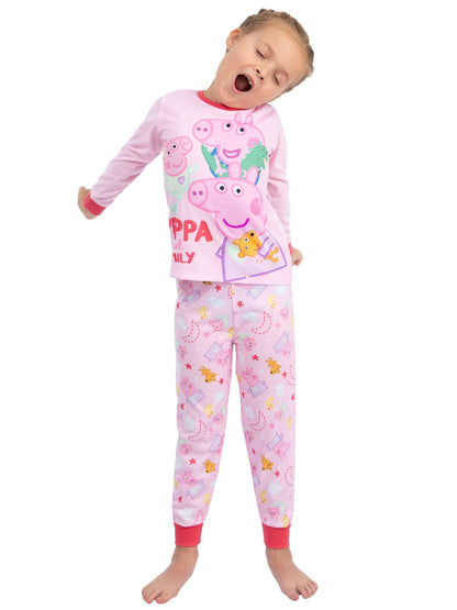 Character Pink Peppa Pig George Peppa And Evie Long Sleeve Pyjamas - image 3
