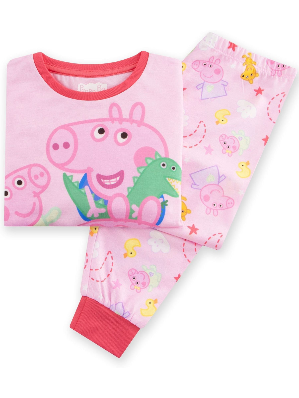 Character Pink Peppa Pig George Peppa And Evie Long Sleeve Pyjamas - image 8
