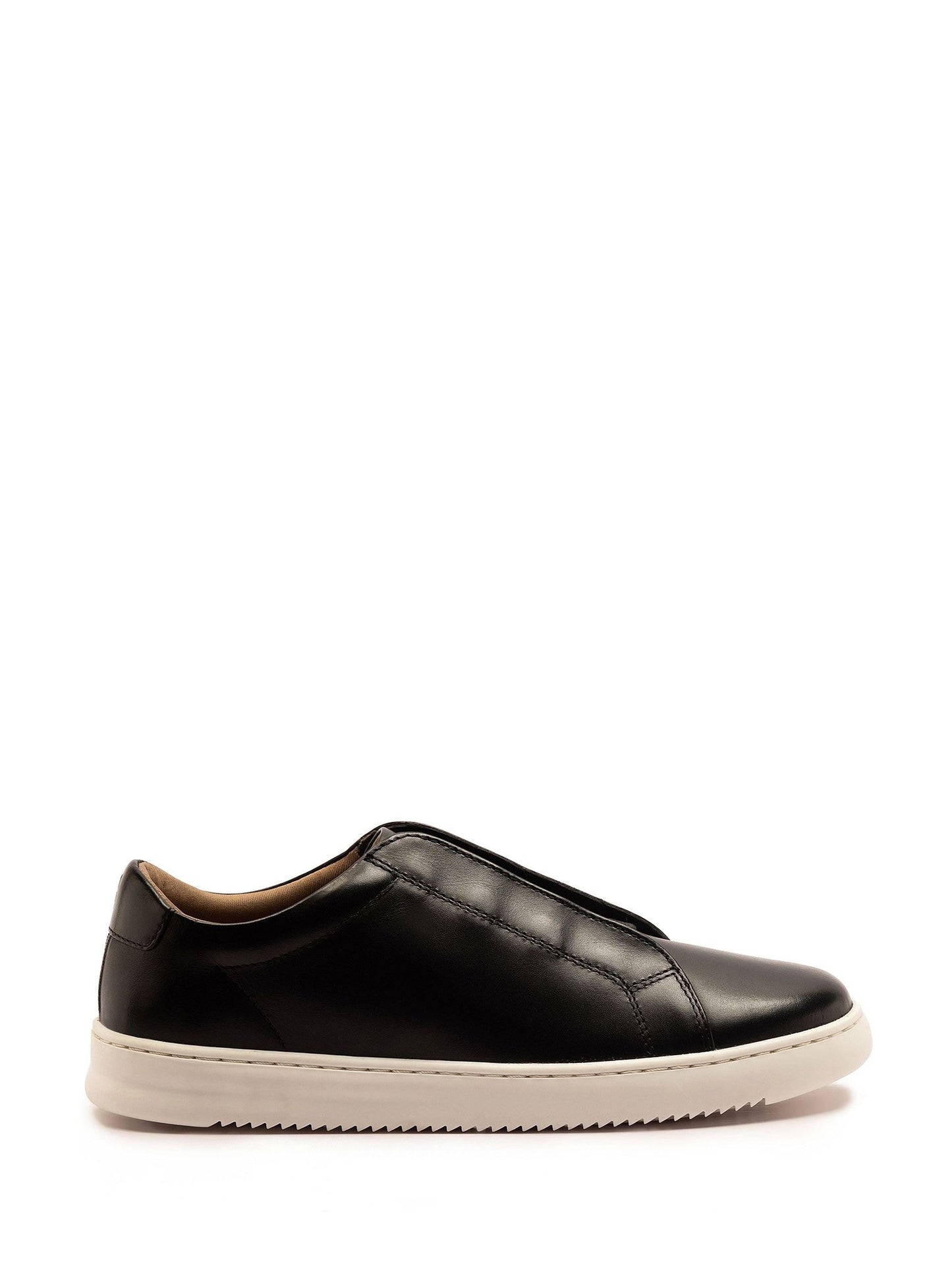 Off The Hook Black Evers Leather Slip-On Trainers with Elastic Lacing image 1